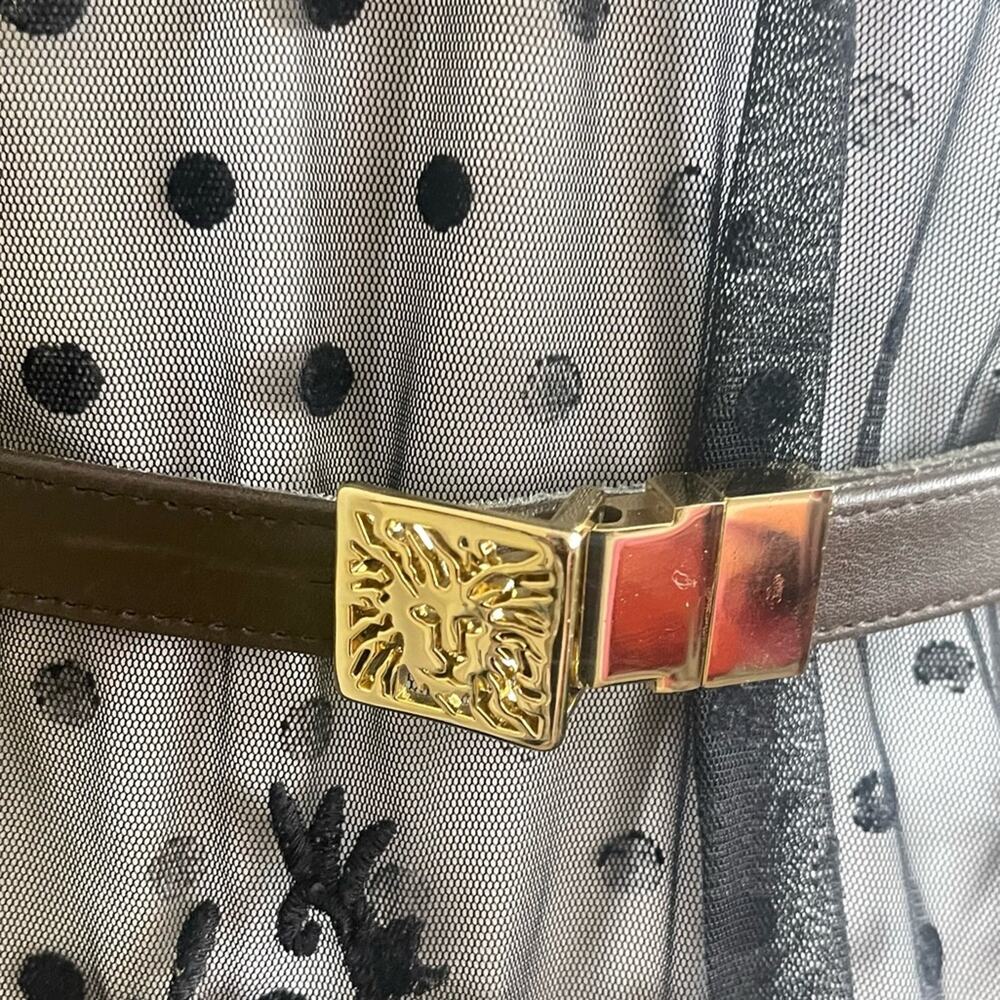 Anne Klein Brown Gold Genuine Leather Logo Buckle Belt Size Large - Picture 6 of 6